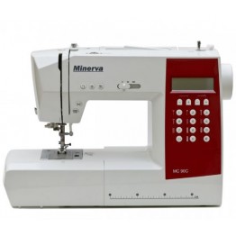 Masina de cusut digitala Minerva MC90C, 90 programe, 800 imp/min, 70 W, alb/rosu